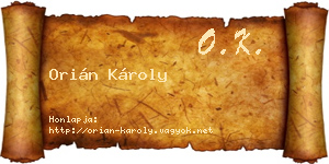 Orián Károly névjegykártya